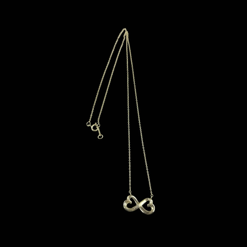 TIFFANY 925 SILVER DOUBLE HEART NECKLACE, WITH BOX AND STORAGE BAG