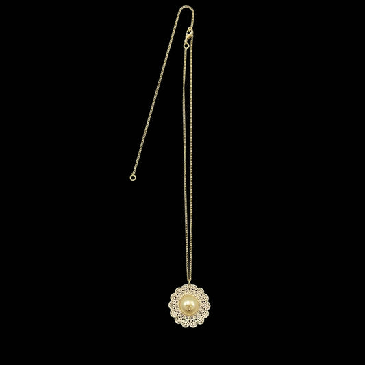 CHANEL Silver Pearl Camellia Necklace with Box