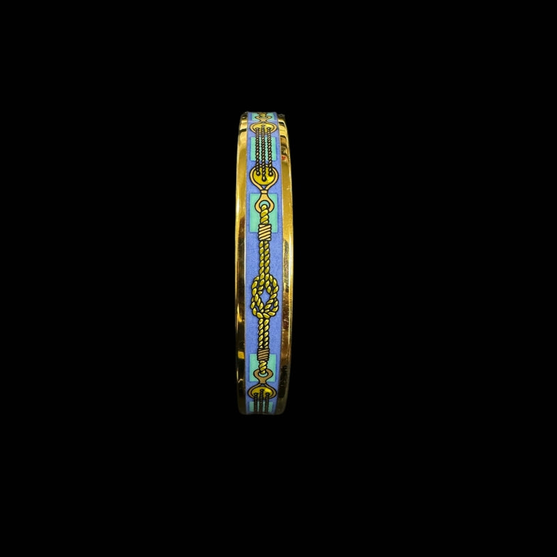 HERMES Enamel PM Bangle, Gold Hardware, Blue Tone