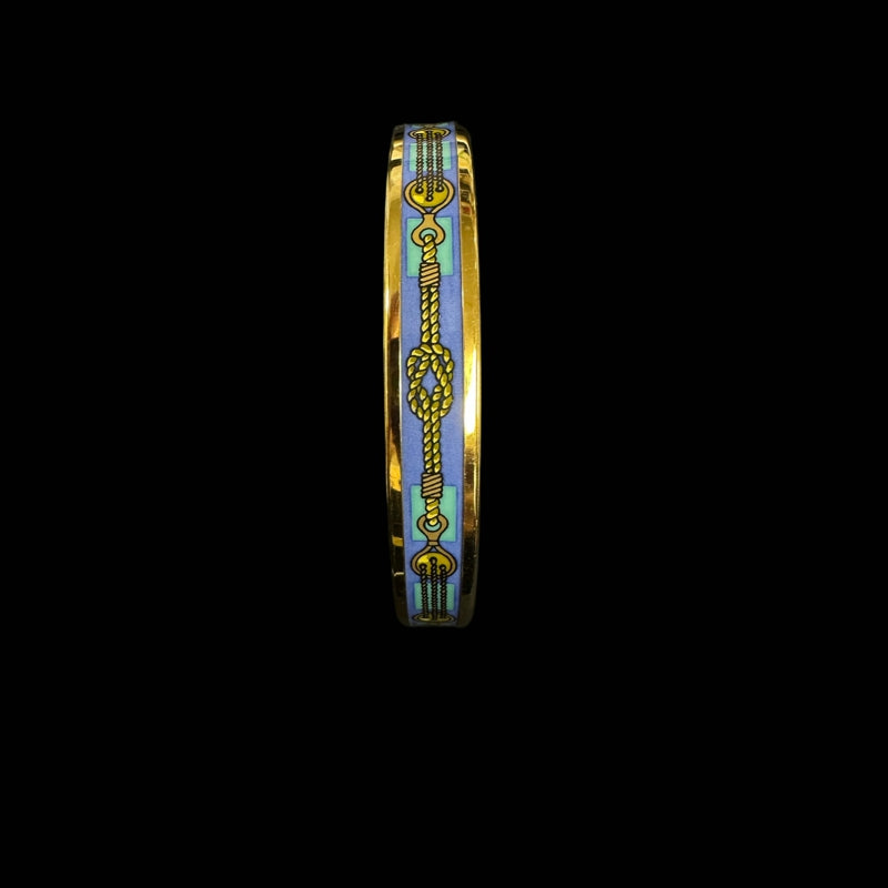 HERMES Enamel PM Bangle, Gold Hardware, Blue Tone