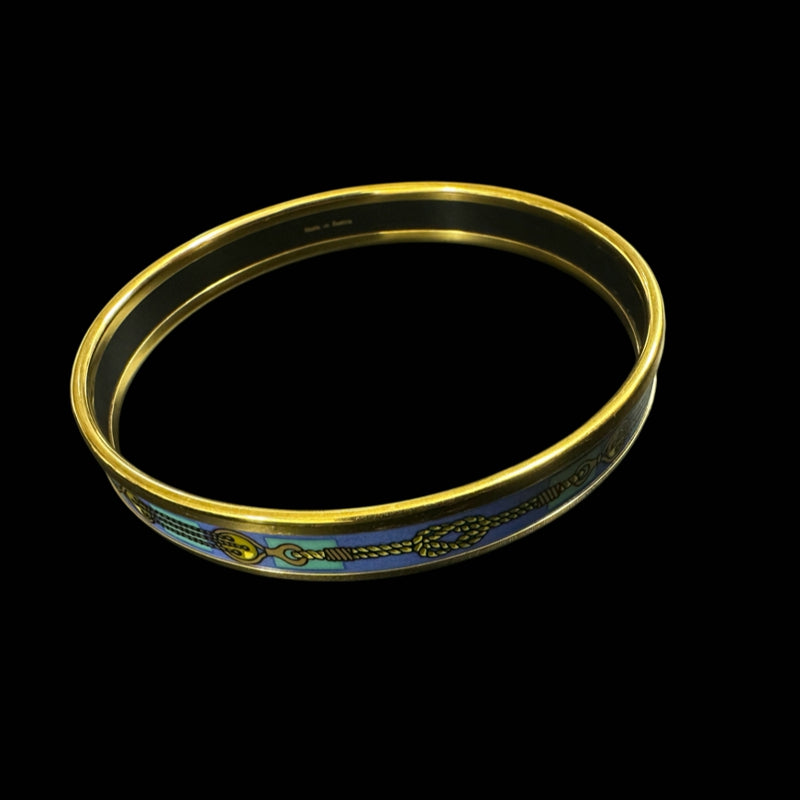 HERMES Enamel PM Bangle, Gold Hardware, Blue Tone