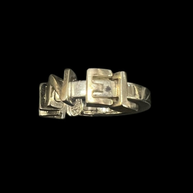 CHANEL Logo Ring Size 9 Silver Hardware With Box & Comments
