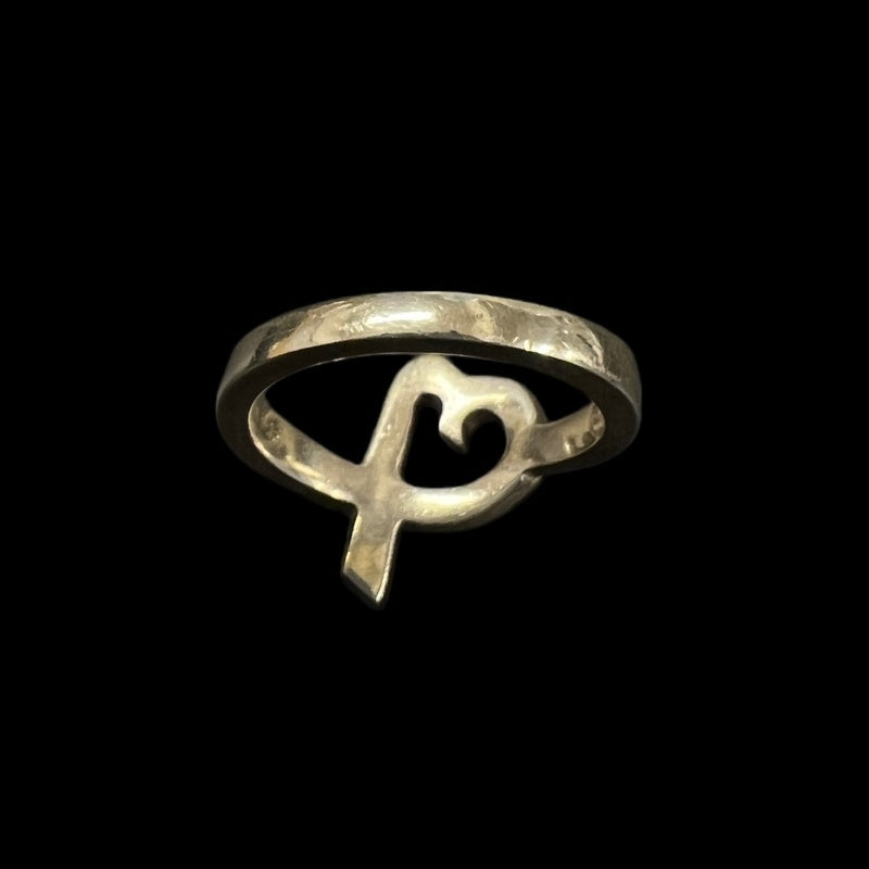 Tiffany & Co. 925 Sterling Silver Elsa Peretti Open Heart Ring, with pouch
