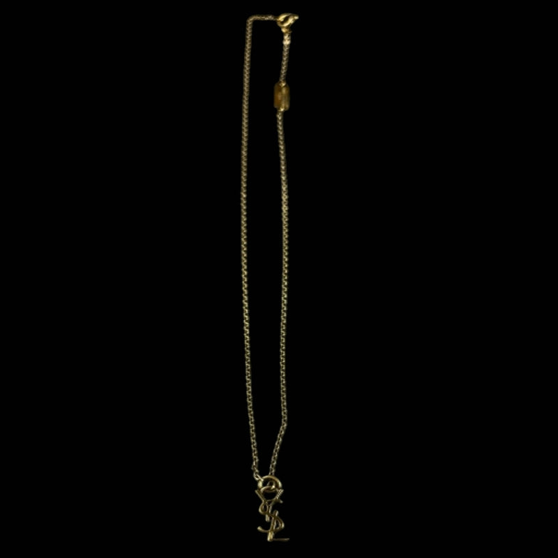 YSL necklace, 925 silver, with box and case, Saint Laurent logo necklace