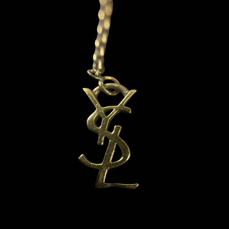 YSL necklace, 925 silver, with box and case, Saint Laurent logo necklace