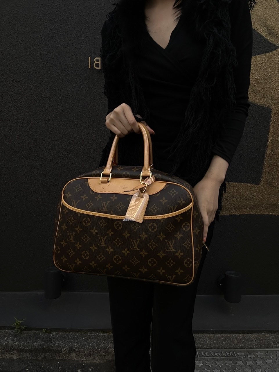 Louis Vuitton Monogram Deauville Handbag (With Name Tag)  PVC Jenny Bag Handbag