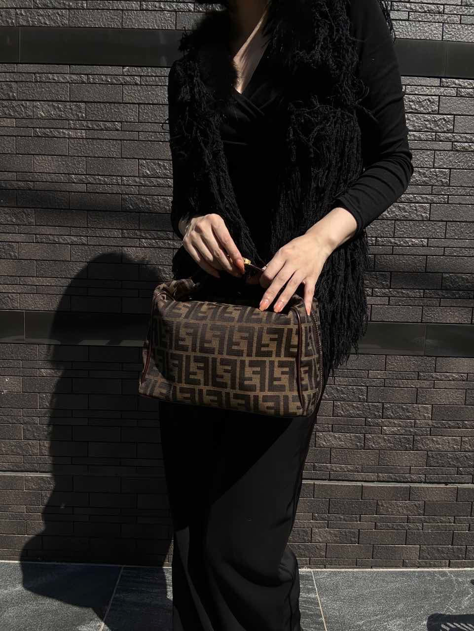 FENDI Brown Zucca Vanity Bag, Canvas Material, with 2 Crocheted Keys