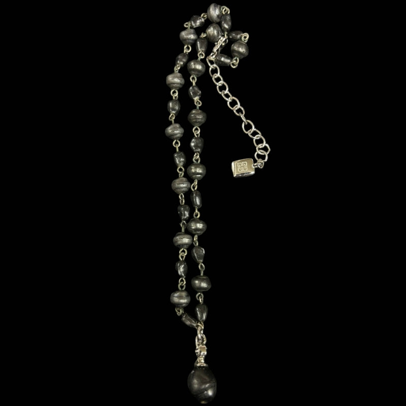 GIVENCHY Black Pearl Silver Hardware Necklace