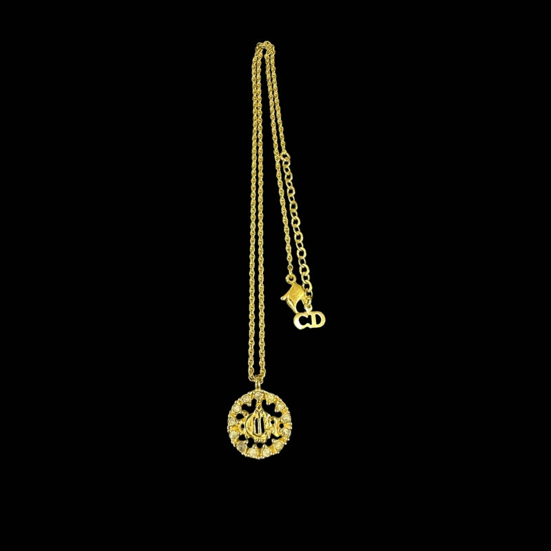 DIOR Gold Plated Rhinestone Necklace (Chain Clasp Defective)