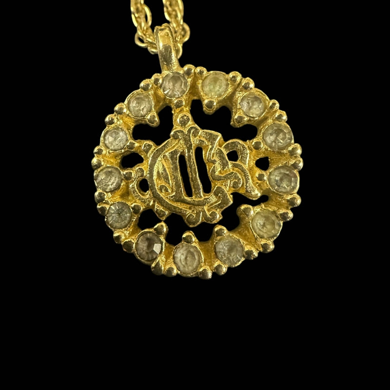 DIOR Gold Plated Rhinestone Necklace (Chain Clasp Defective)