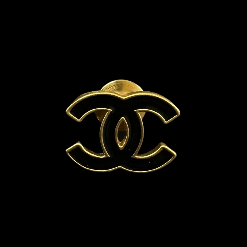 CHANEL Cufflinks, 02A, Chanel Mark, Gold/Black