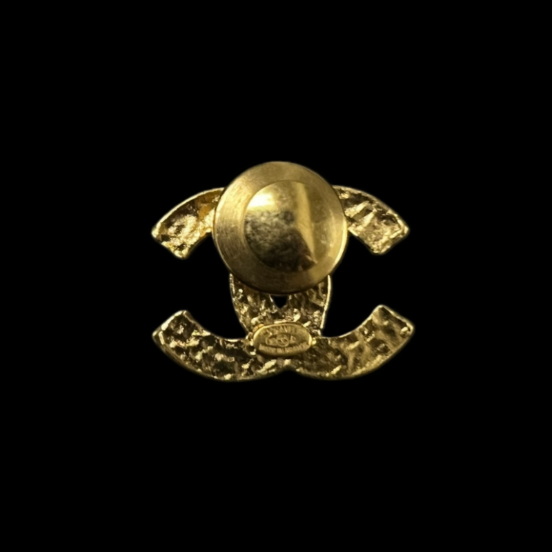 CHANEL Cufflinks, 02A, Chanel Mark, Gold/Black