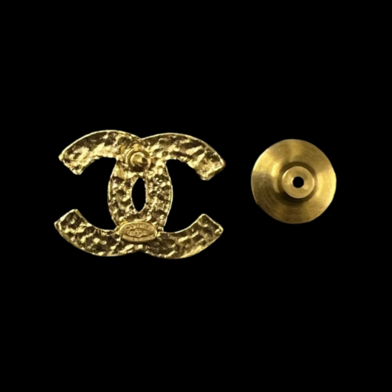 CHANEL Cufflinks, 02A, Chanel Mark, Gold/Black