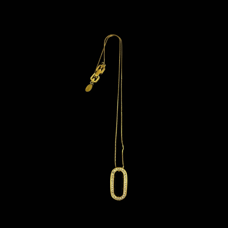 GIVENCHY Gold Hardware Black Stone Necklace