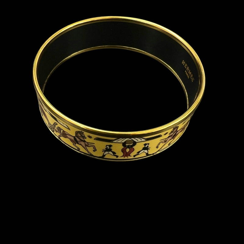 HERMES Emaille GM Bangle Gold Tone Hardware Enamel With Box