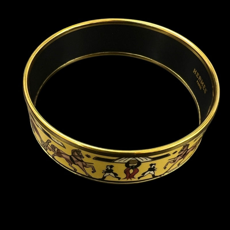 HERMES Emaille GM Bangle Gold Tone Hardware Enamel With Box