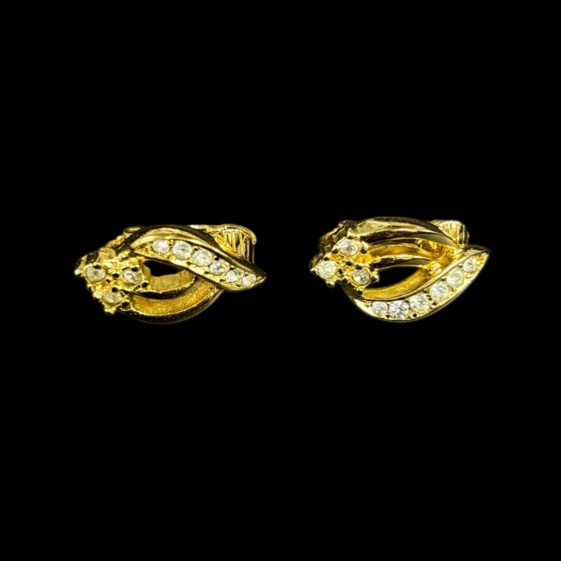 DIOR GOLD-plated cutout earrings with crystals