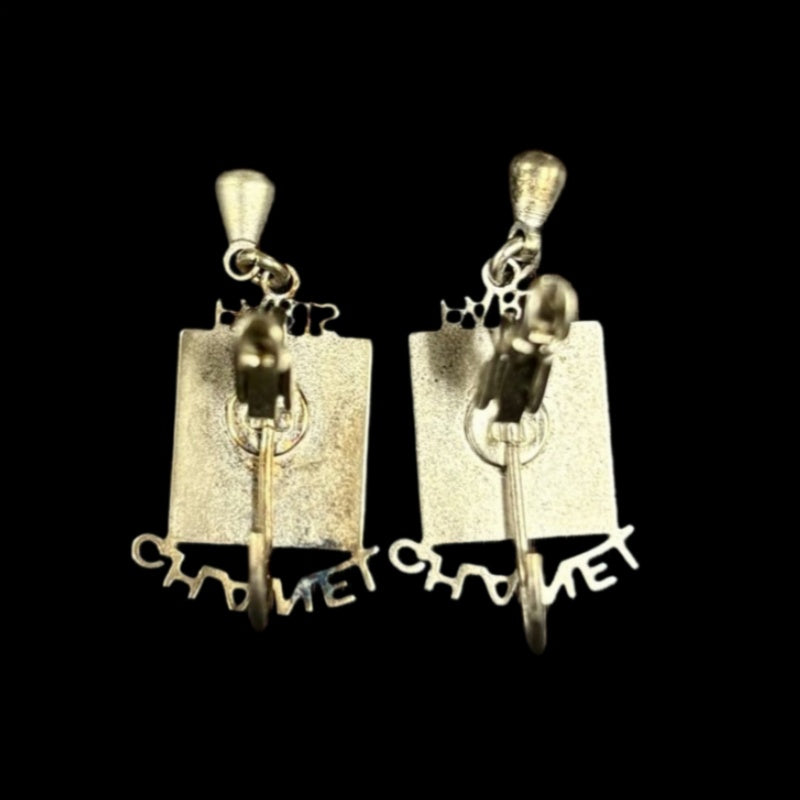CHANEL Silver Earrings with Box