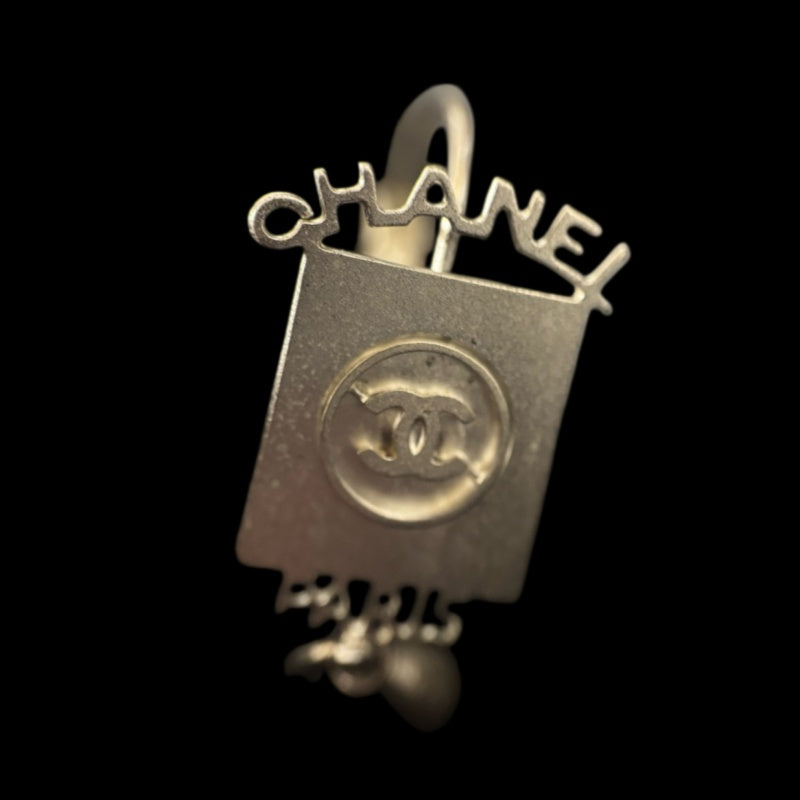 CHANEL Silver Earrings with Box
