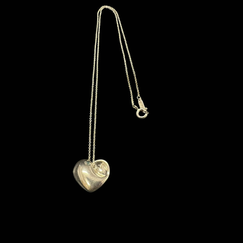 TIFFANY 925 SILVER HEART NECKLACE, WITH BOX AND STORAGE BAG