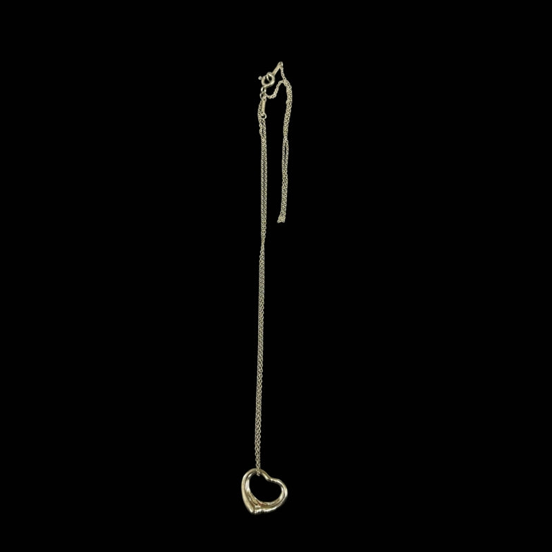 Tiffany & Co. 925 Silver Open Heart Necklace, with box and storage pouch