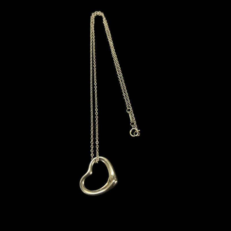 TIFFANY NECKLACE, OPEN HEART, 925 SILVER, WITH BOX AND STORAGE BAG