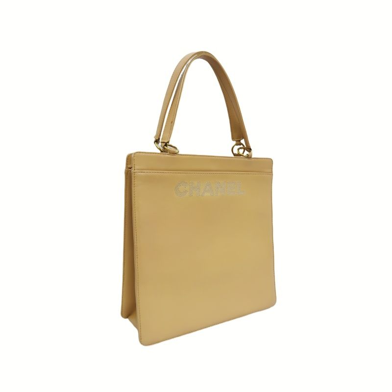 CHANEL Brown Lambskin Tote Shoulder Handbag with Guarantee Card