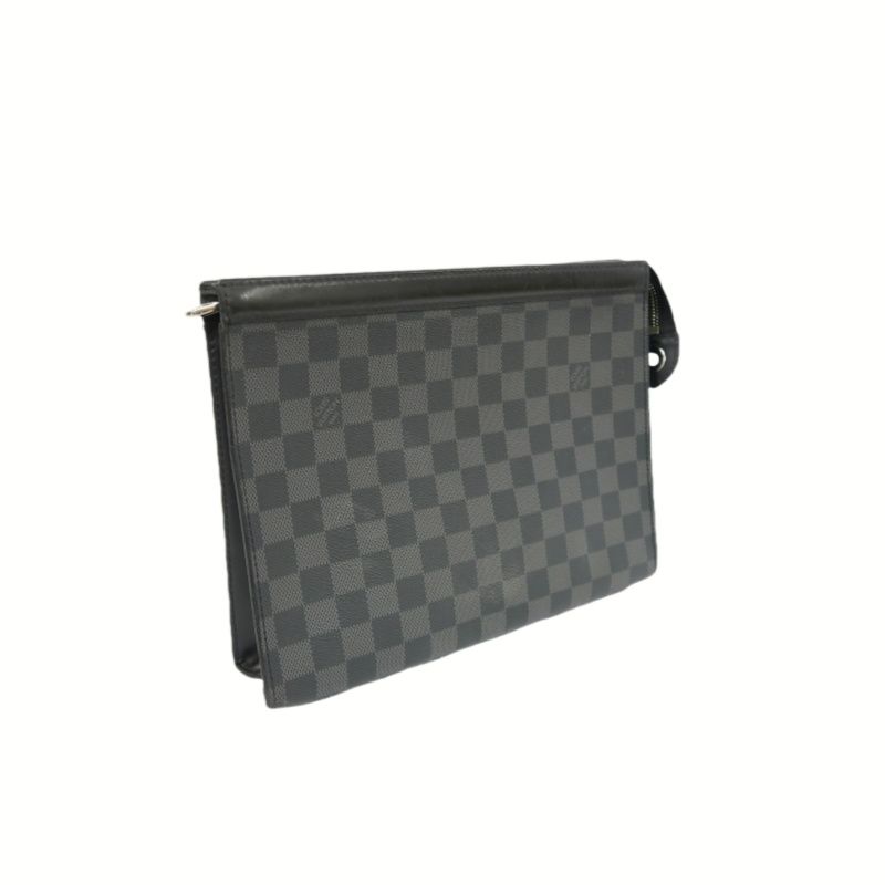 LOUIS VUITTON Damier Graphite Black PVC Clutch Bag & Pouch