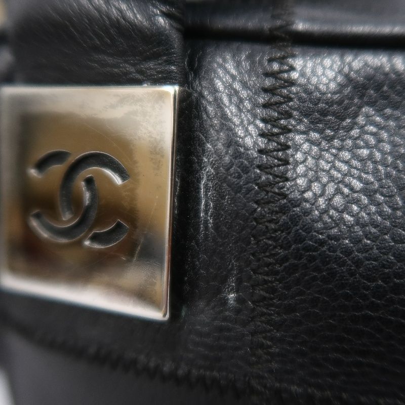 CHANEL Chocolate Bar Black Lambskin Handbag with Guarantee Card