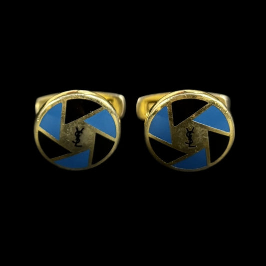 YSL Cufflinks Blue Alloy Kaleidoscope Cufflinks