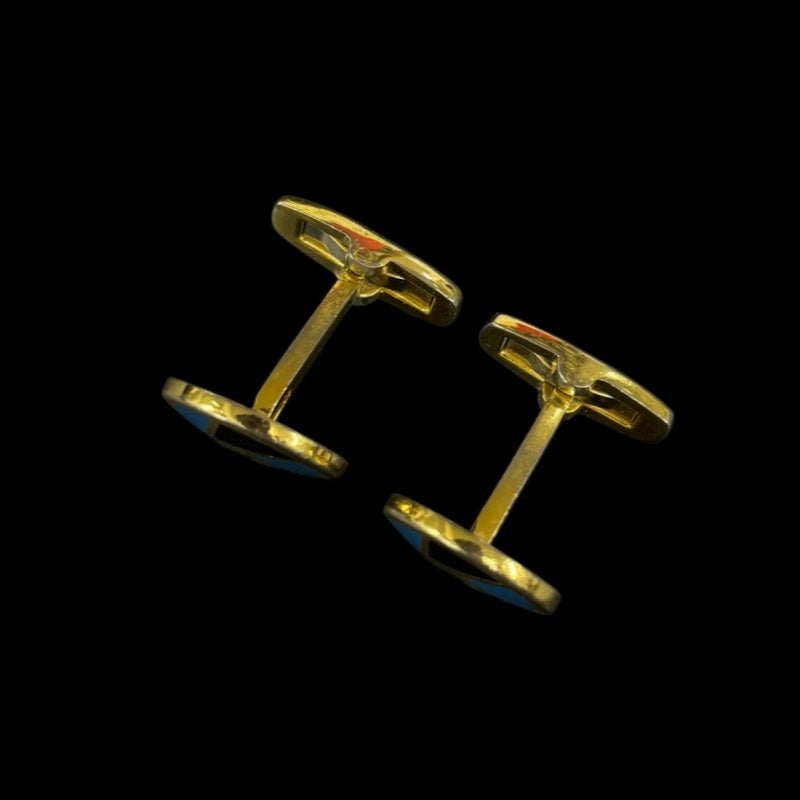 YSL Cufflinks Blue Alloy Kaleidoscope Cufflinks