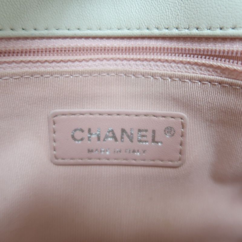 CHANEL Classic Flap (CF) Chain Shoulder Bag, White Lambskin Leather, Pink Tweed Piping, Silver Hardware