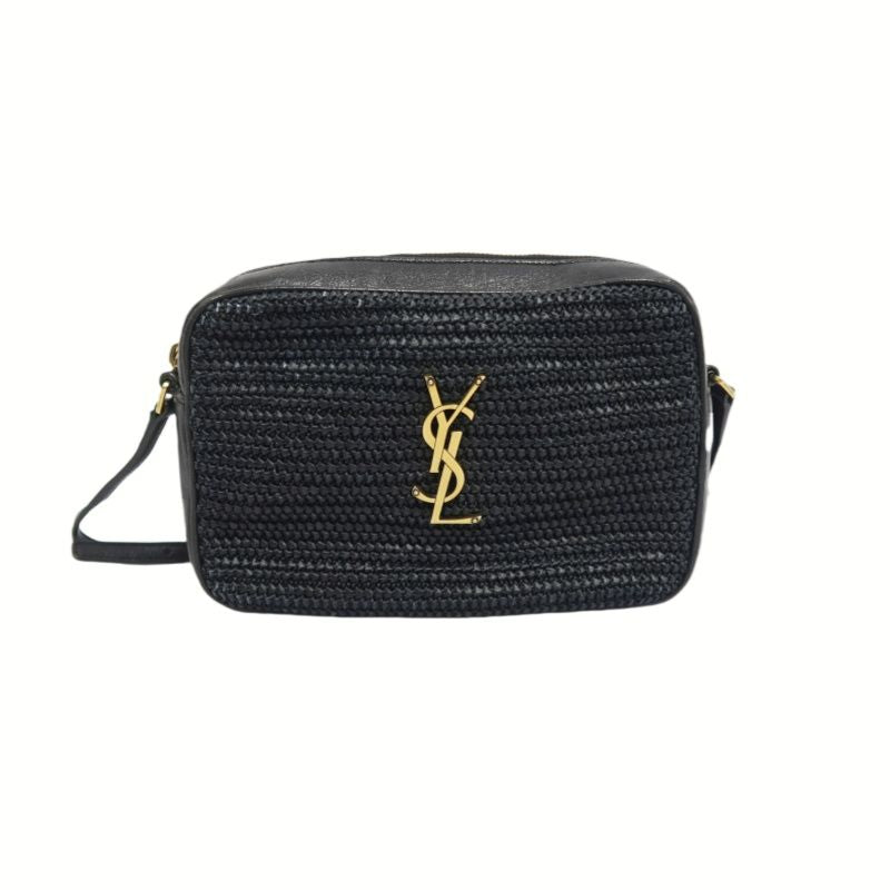 YVES SAINT LAURENT (YSL) Black Knit Camera Crossbody Bag