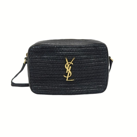 YVES SAINT LAURENT (YSL) Black Knit Camera Crossbody Bag