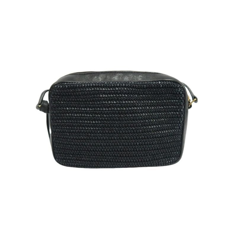 YVES SAINT LAURENT (YSL) Black Knit Camera Crossbody Bag