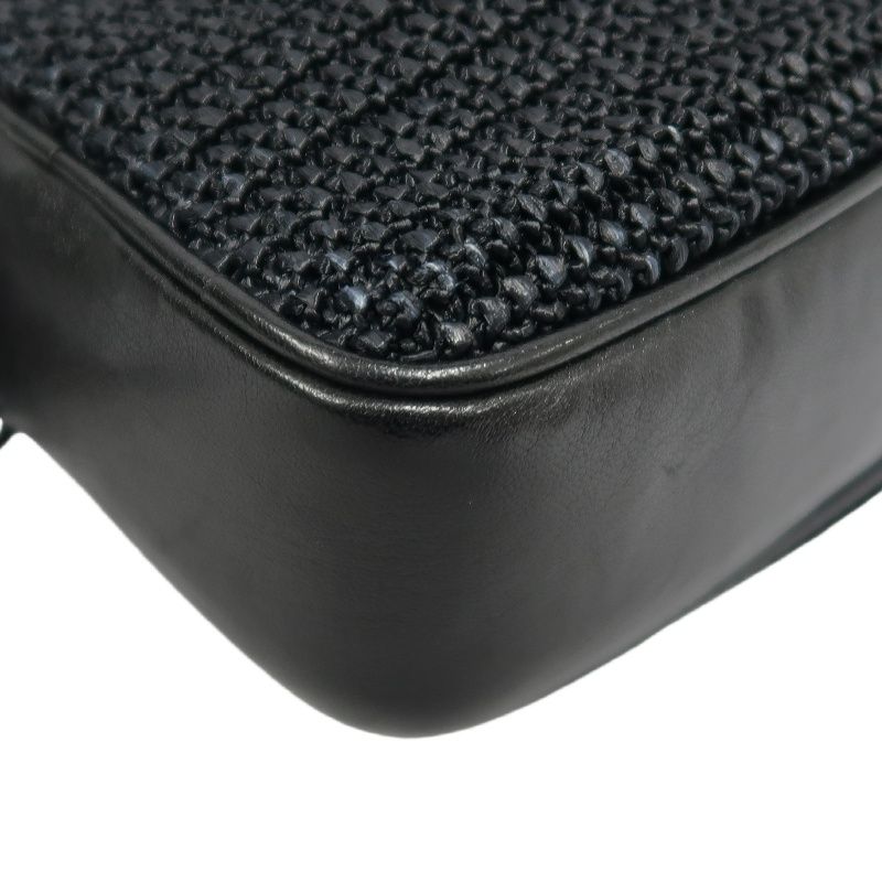 YVES SAINT LAURENT (YSL) Black Knit Camera Crossbody Bag