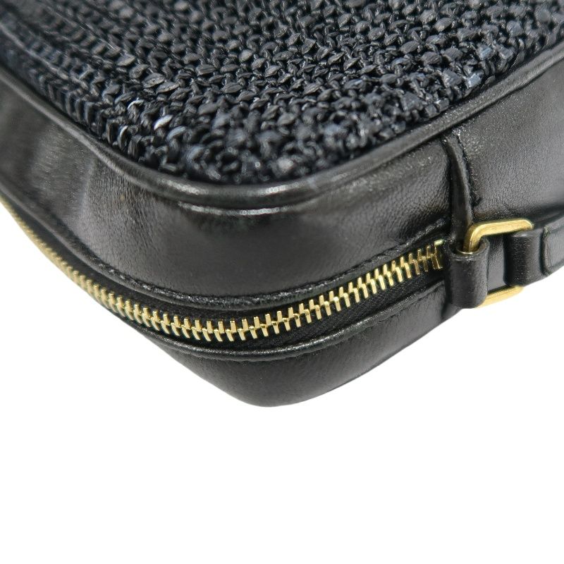 YVES SAINT LAURENT (YSL) Black Knit Camera Crossbody Bag