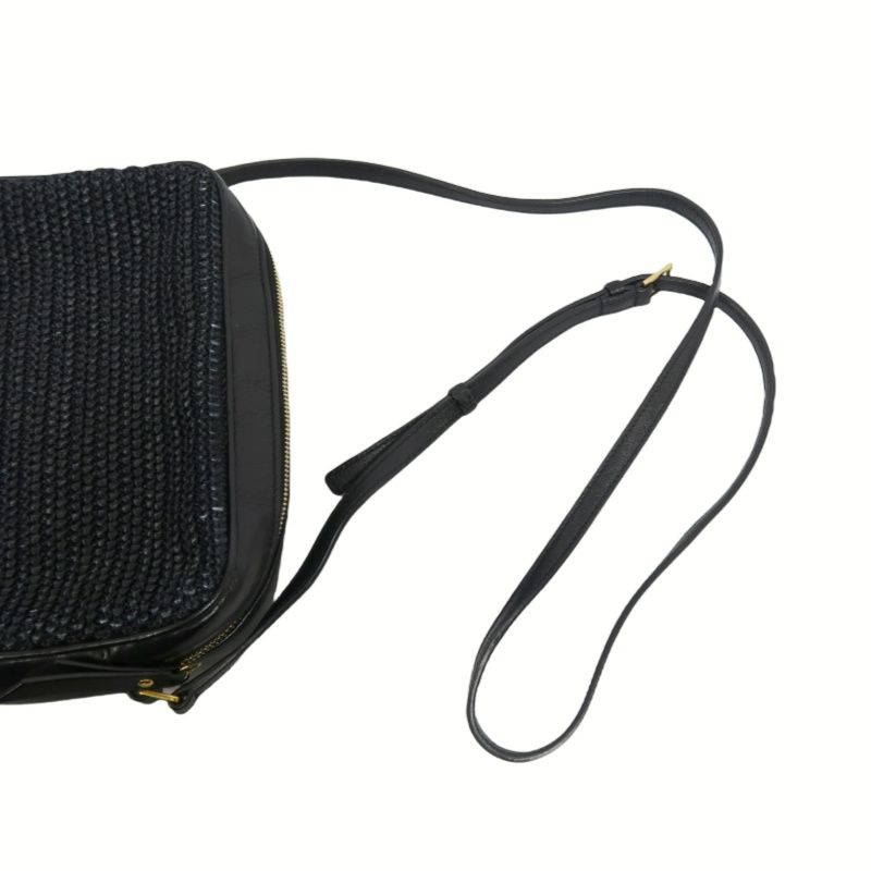 YVES SAINT LAURENT (YSL) Black Knit Camera Crossbody Bag