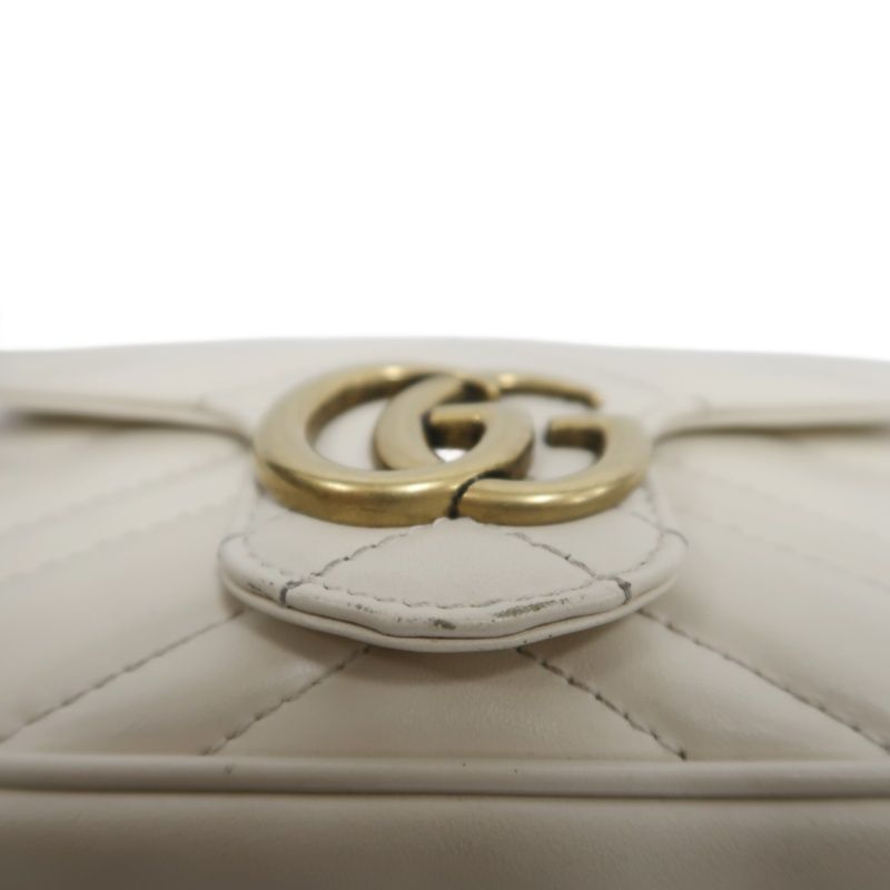 Gucci GG Marmont Quilted Super Mini Shoulder Bag, Off-White Lambskin with Gold-Tone Hardware, Crossbody &amp; Single Shoulder Carry