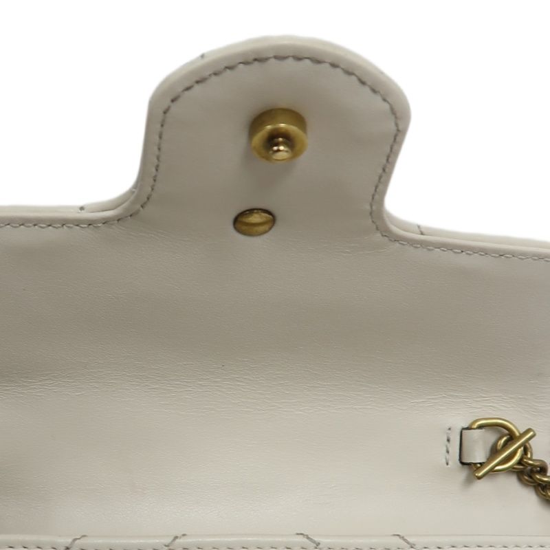 Gucci GG Marmont Quilted Super Mini Shoulder Bag, Off-White Lambskin with Gold-Tone Hardware, Crossbody &amp; Single Shoulder Carry