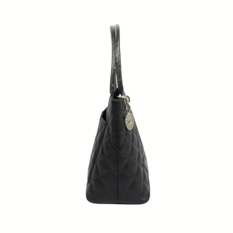 CHANEL Black Caviar Leather Reissue Tote Bag with Silver Hardware, with Guarantee Card