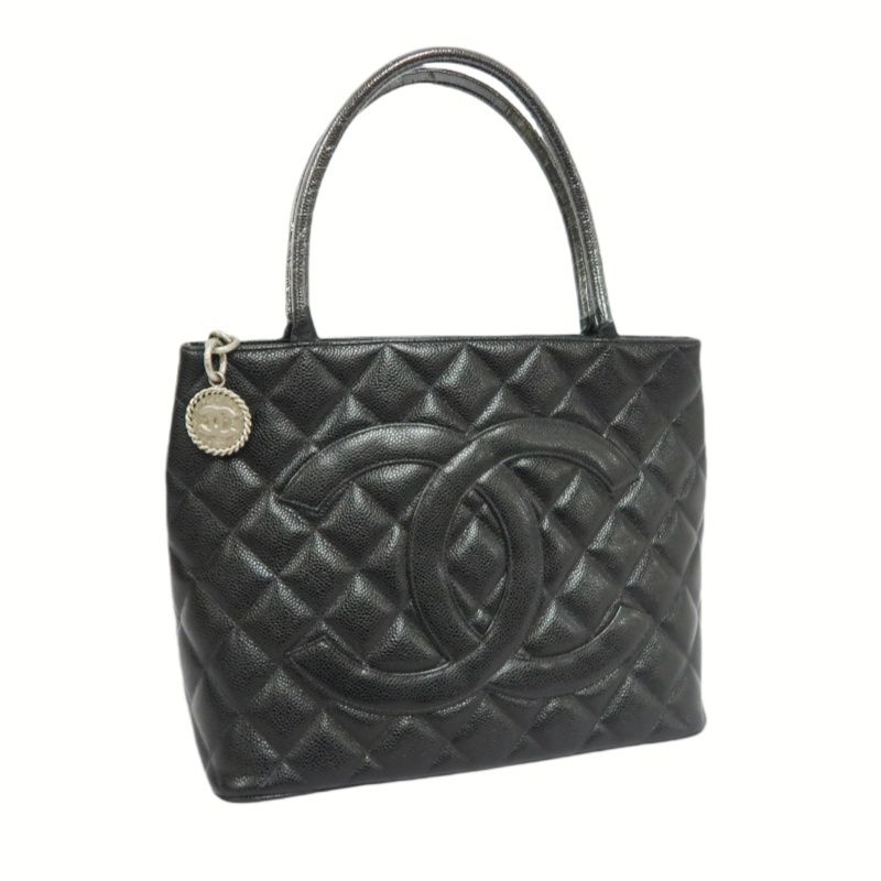 CHANEL Black Caviar Leather Reissue Tote Bag with Silver Hardware, with Guarantee Card