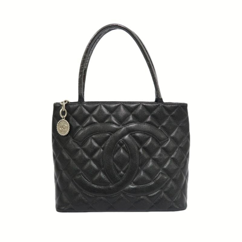 CHANEL Black Caviar Leather Reissue Tote Bag with Silver Hardware, with Guarantee Card