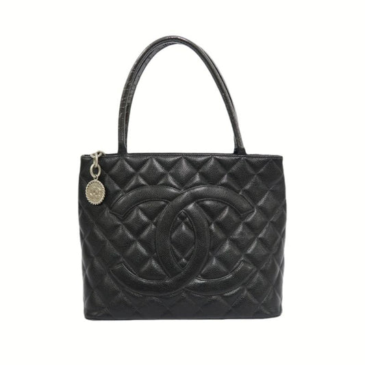CHANEL Black Caviar Leather Reissue Tote Bag with Silver Hardware, with Guarantee Card