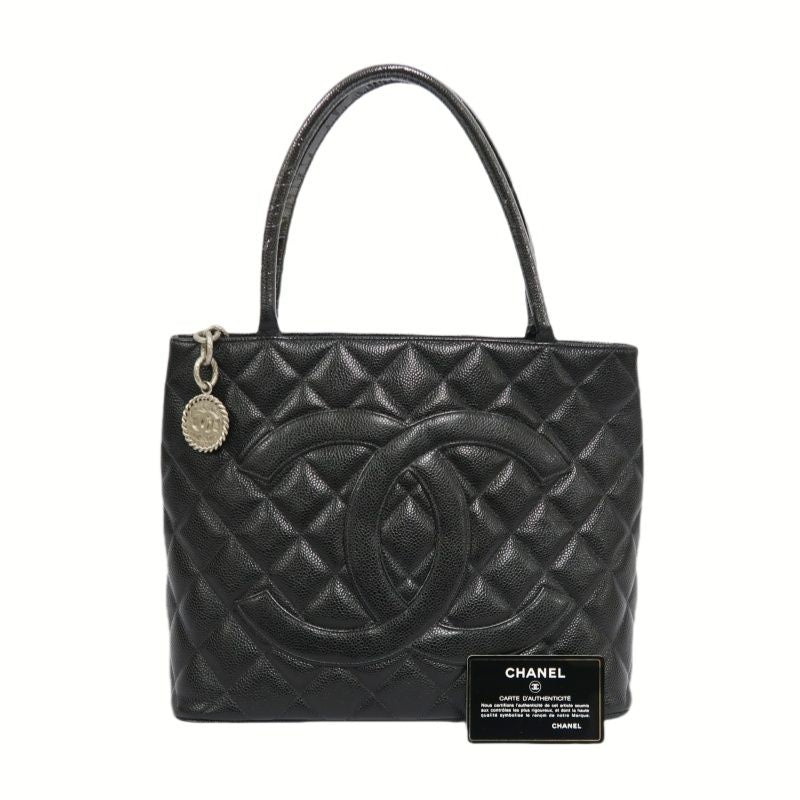 CHANEL Black Caviar Leather Reissue Tote Bag with Silver Hardware, with Guarantee Card
