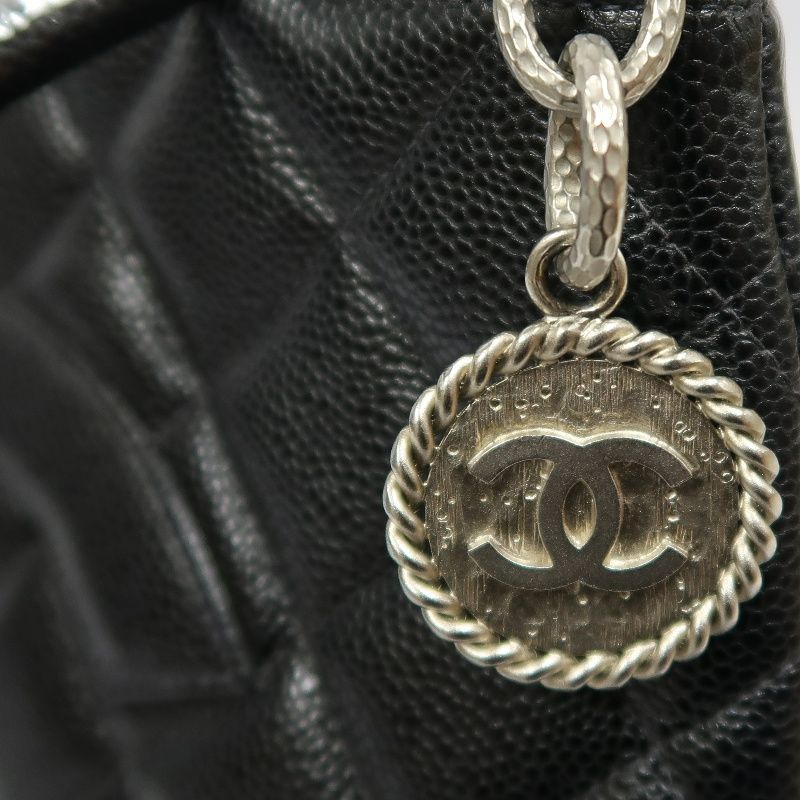 CHANEL Black Caviar Leather Reissue Tote Bag with Silver Hardware, with Guarantee Card