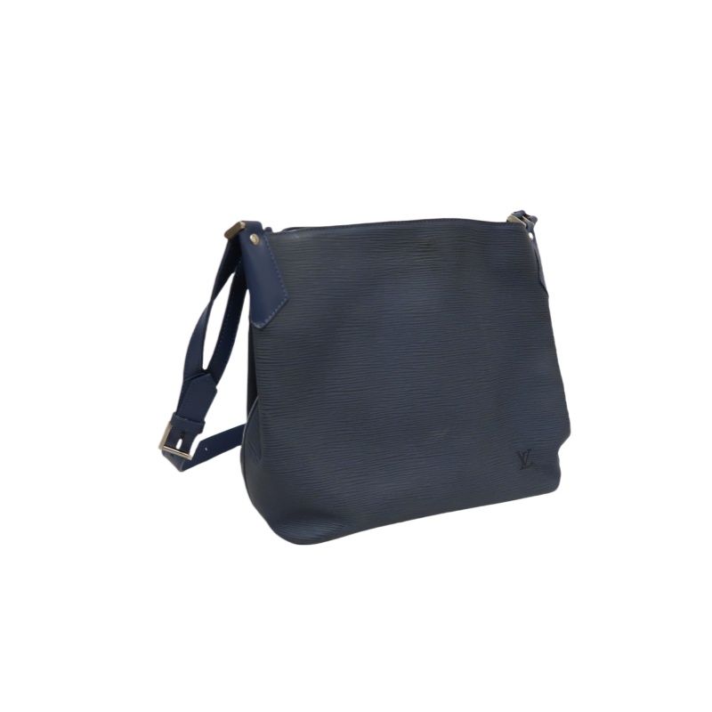 LOUIS VUITTON (LV) Epi Mandara MM Blue Shoulder Crossbody Bag with Silver Hardware
