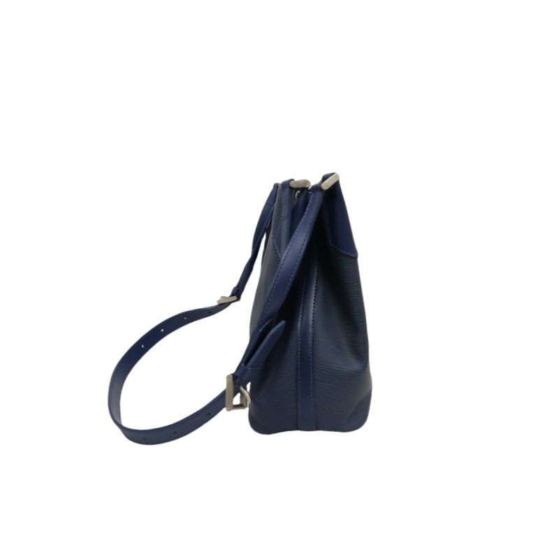 LOUIS VUITTON (LV) Epi Mandara MM Blue Shoulder Crossbody Bag with Silver Hardware