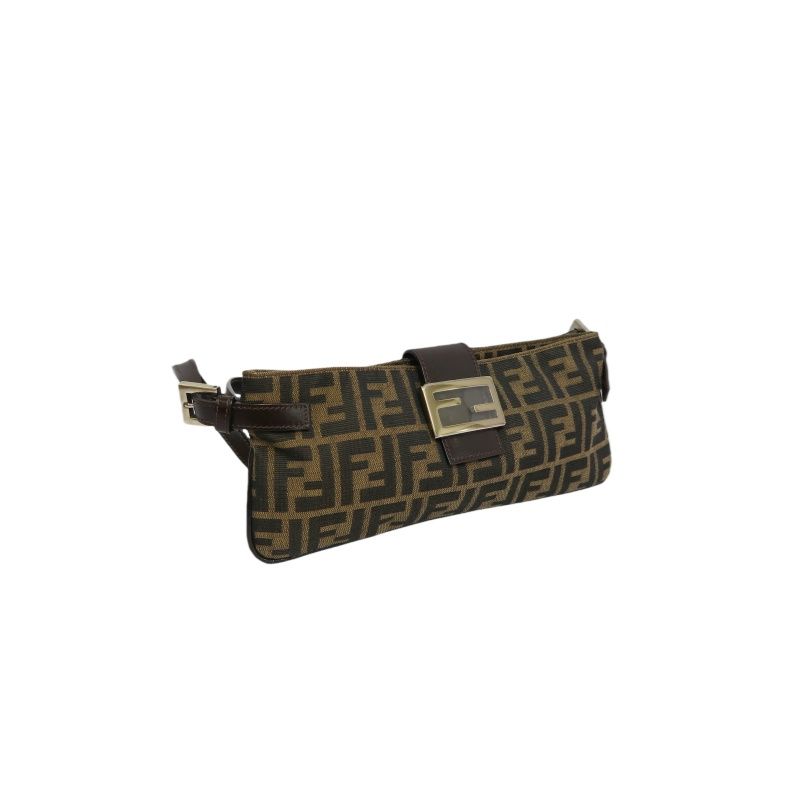 FENDI Brown Zucca Print Canvas Shoulder Bag
