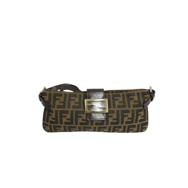 FENDI Brown Zucca Print Canvas Shoulder Bag